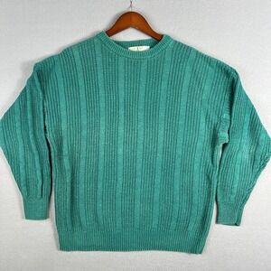 VTG American Weekend‎ Knit Sweater Mens L 1990s Ramie Cotton Crew Neck Textured